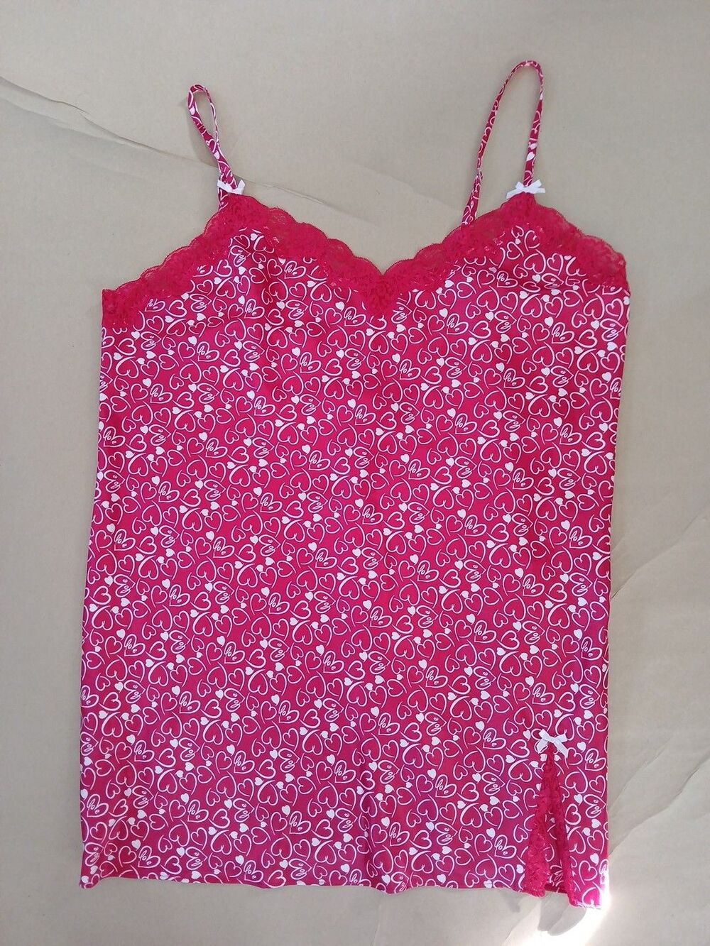 Morgan Taylor Intimates Lingerie Slip Dress Nighty Satin Size XXL Pink Hearts